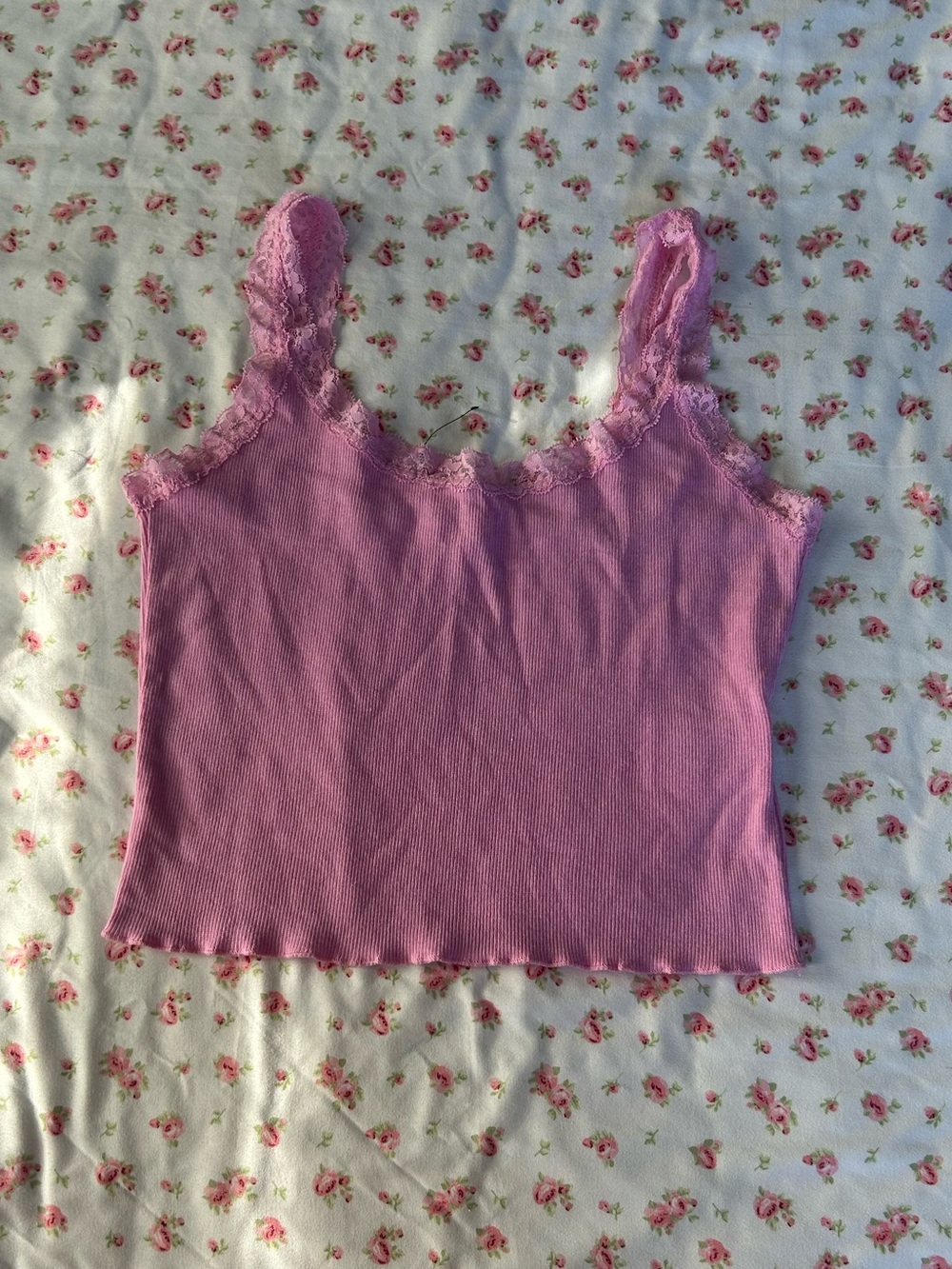 Cotton On Mauve Lace-Trim Crop Camisole